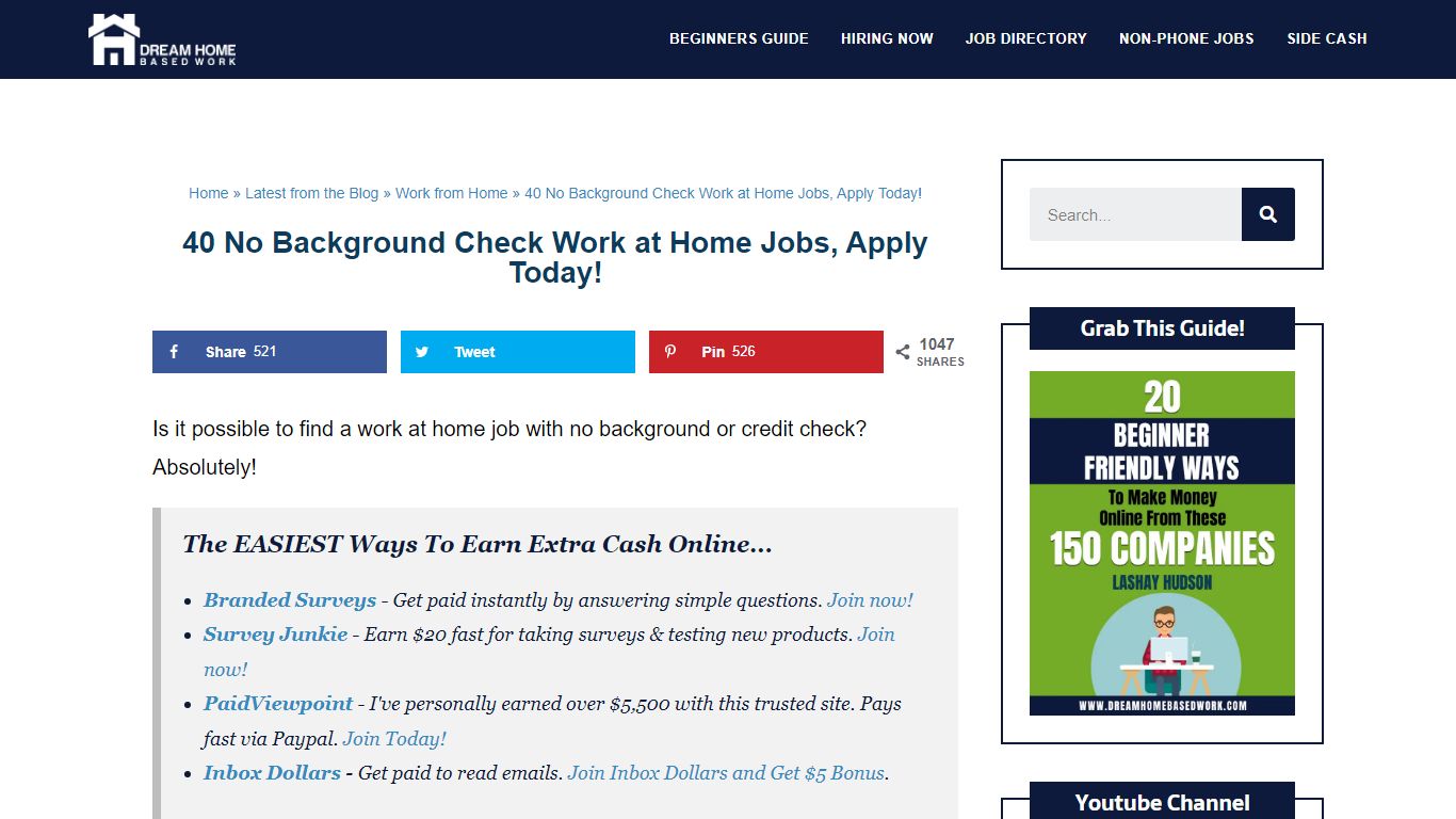 40 No Background Check Work at Home Jobs, Apply Today!